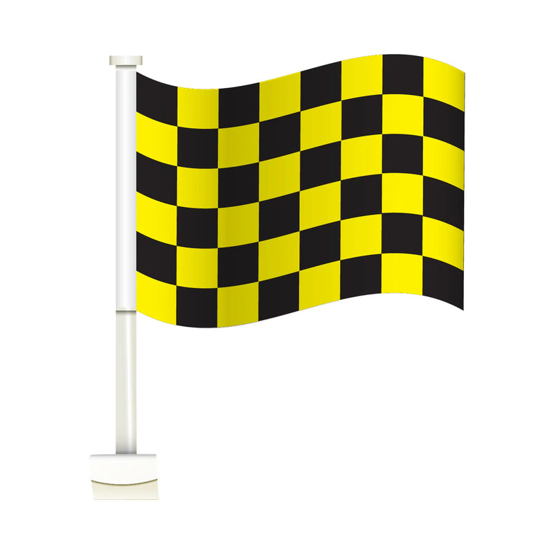 Black and Yellow Check Clip-on Car Message Window Flags.